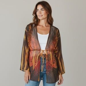 DANIEL BENJAMIN ladies sheer butterfly cover-up NWOT XL